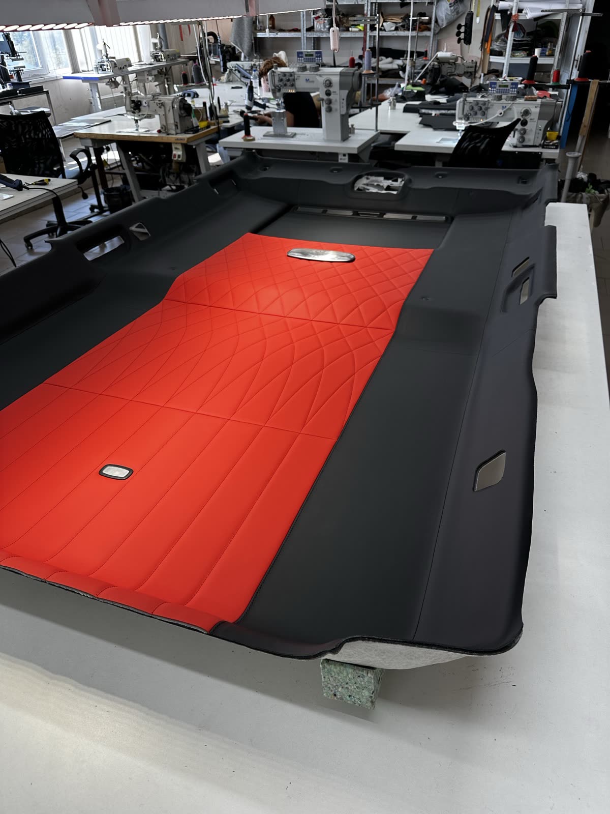 On the bench: The G-Wagon headliner before it goes back in.